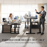 YITAHOME L Shaped Standing Desk with Power Outlets, 70.1" Electric Standing Desk Adjustable Height Sit Stand Corner Standing Desks Executive Desk with Drawers & Shelves, Grey + Black YITAHOME