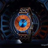 WASTIME Wooden Watch for Men Women, Stylish Chronograph Military Casual Calendar Wood Watches (B-Blue) WASTIME