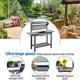 Yaheetech Potting Bench Table Outdoor Garden Potting Table Wooden Workstation w/Sliding Tabletop Removable Sink w/Storage Shelf Flower Pot Bench Mobile Garden Potting Bench Gray Yaheetech