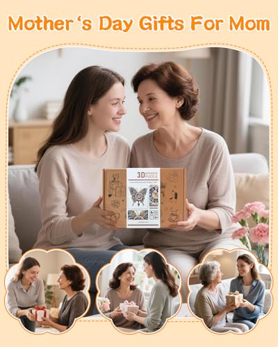 Rnfinewow 3D Puzzles for Adults, Butterfly Design Clock Kit with Pendulum, Beginner 3D Wooden Puzzle Model Kit Wall Decor, Butterfly Puzzle DIY Crafts for Mom, Women and Grandma Rnfinewow