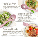 Silicone Cooking Kitchen Utensil Set, AIKKIL 43 Pcs Pink Cooking Utensils Set, Turner, Tongs, Spoon, Spatula, Kitchen Gadgets Tools Set For Nonstick Cookware, Heat Resistant (Dishwasher, BPA Free) AIKKIL