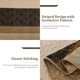 Boho Queen Quilt Set,Striped Plaid Bedspread Coverlet Set,Light Brown Bedding Set Soft Microfiber Bedding Set with 2 Pillow Shams 96"x90" Cottolester