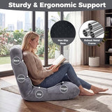 COSTWAY Floor Chair, Video Gaming Chairs with Back Support, Adjustable 14-Position, Alloy Steel Frame, Lazy Sofa Lounge Recliner for Adults Kids (Silver Grey)