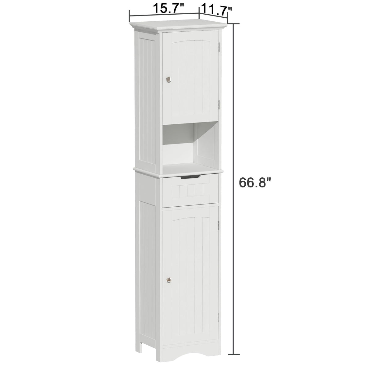 ChooChoo 67" Tall Bathroom Storage Cabinet Freestanding with Adjustable Shelves, Narrow Storage Linen Cabinet with 2 Doors and 1 Drawers for Bathroom, Living Room, Kitchen, White ChooChoo