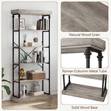 CABIHOME Rustic Industrial 6-Tier Bookshelf with Metal Frame for Stylish Storage and Display CABIHOME