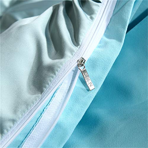 Erosebridal Blue Pinch Pleated Quilt Cover King Size Silk Like Satin Pintuck Bedding Set with Zipper Ruffle Design Luxury & Microfiber Comforter Cover Pintuck Decorative Bedspread Cover Erosebridal