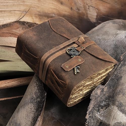 cuero Vintage Leather Journal - Antique Handmade Leather Bound journal with deckle edge paper for Men And Women Diary - Leather Sketchbook - Drawing Journal Notebook - Great Gift (5 by 7 inch) cuero