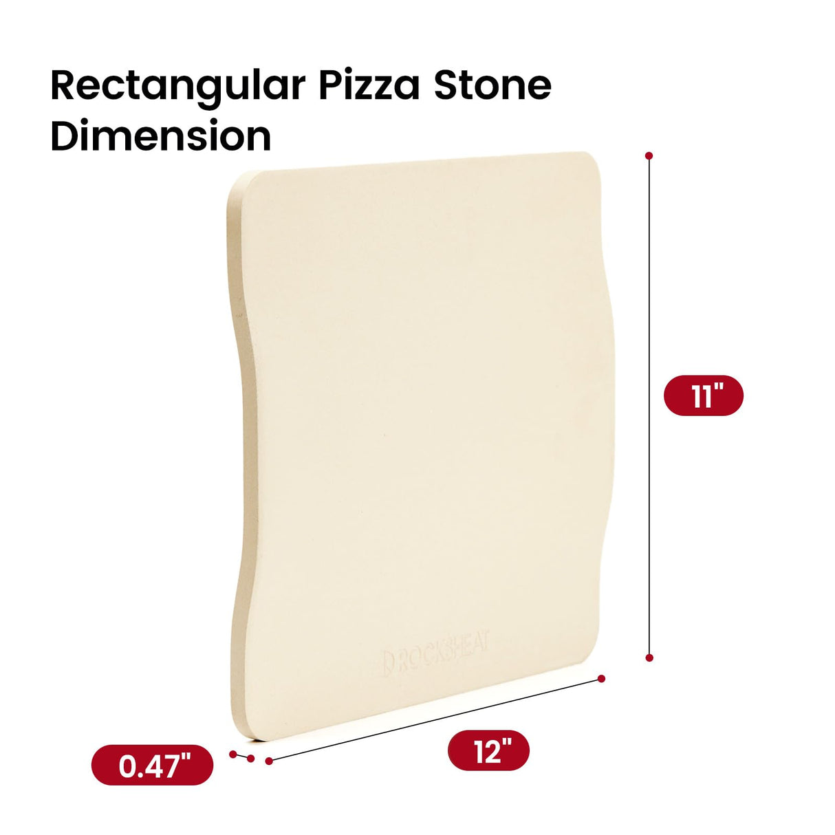ROCKSHEAT Pizza Stone, 12"x11" Rectangular Pizza Stones for Oven Grill BBQ, Cordierite Baking Stone for Pizza Bread Pie with Unique 2 Handles Design ROCKSHEAT