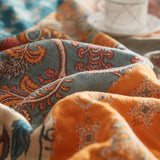 Bailix Boho Throw Blanket for Couch Sofa Bed, 100% Cotton Woven Quilt with Tassel 60”x80”, Super Soft Muslin Blanket with Floral Printed, Decorative Reversible Bed Blanket/Cover for All Seasons Bailix