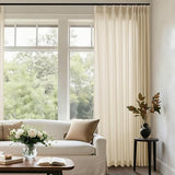 Beige Tan Linen 102 Inch Curtains 72 Inch Wide for Living Room Divider Privacy Pinch Pleated Drapes Hooks Rings Back Tab Farmhouse Light Filtering Extra Wide Sheer Curtains for Patio Balcony 72x102 DUKIYO