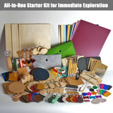 Leafcraft 218PCS Laser Engraving Material Explore Kit, 31 Kinds Laser Cutting Engraving Accessories Include Acrylic, Metal, Wood, Felt, PU Leather, Cork, Rock, Rubber for Engraver Machine DIY Crafting leafcraft