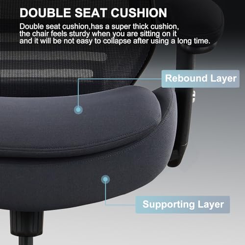 WITTLONG 400lbs Wide Mid-Back Office Drafting Chair with Extra Seat Cushion for High Standing Desk with Lumbar Support and Enlarged Adjustable Footring(Gray) WITTLONG
