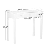 STHOUYN Home Office Small Writing Desk with Drawers Bedroom, Study Table for Adults/Student, Vanity Makeup Dressing Table Save Space Gifts White (White) STHOUYN