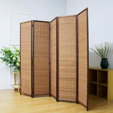 Pawlabay 5 Panel Bamboo Room Divider Screen,5.6 FT Tall Bamboo Divider Folding Privacy Screen,Freestanding Panel Divider for Room Seperation,Brown PawlaBay
