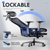 FLEXISPOT Ergonomic Office Chair with Footrest, Mesh High Back Computer Chair, Home Office Desk Chairs, with Adjustable Lumbar Support/4D Headrest/Reliable Base, Breathable Mesh Seat, Black, OC3 AIR-F FLEXISPOT