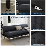 Ribilake 70" Futon Sofa Bed, 4 in 1 Multi-Function Couch Sleeper with Adjustable Backrest, Modern Convertible Futon, Recliner Small Loveseat for Living Room, Office, Grey Ribilake