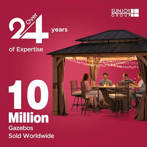 SUNJOY 5 x 8 ft. Grill Gazebo Pop Up Double Tiered Outdoor Gazebo Standing-Height Canopy with Magnetic LED Light, Adjustable Ceiling Height, for BBQ,Picnics, Outdoor Events, Gray Sunjoy