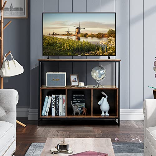 Giantex Buffet Sideboard, Wooden Cupboard, Kitchen Pantry w/Spacious Countertop, Large Open Shelf, 3 Cube Storage Cabinet, Sturdy Rustproof Steel Frame, Modern Stationary Island, Brown & Black Giantex