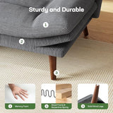 Marsail 75" Futon Sofa Bed, Convertible Corduroy Futon Couch with Adjustable Backrest & Armrests, Small Sleeper Sofa Loveseat for Living Room, Apartment, Office, Grey Marsail