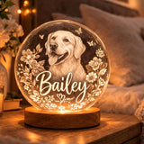 Evamall Personalized Pet Memorial Crystal Ball Night Light, Custom Cat Portrait Lamp, Pet Loss Keepsake, Gift for Dog Lovers, Dog Cat Memorial Gift