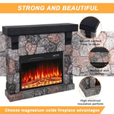 BOSSIN 36" Electric Fireplace with Mantel, 23 inch Electric Fireplace Insert, TV Stand Freestanding Heater with Remote Control Timer LED Flame for Living Room Bedroom,Faux Stone Gray BOSSIN