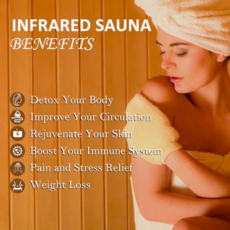 2024 Upgrade 2 Person Sauna, Low EMF 6 Heating Plate Infrared Physical Therapy Wooden Dry Steam Sauna with MP3 Auxiliary Connection, Dual Controls, Iron Shirt Wall Plate, Home Spa Day Use, Gift PioneerWorks
