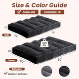 feliz home 10" Futon Mattress Queen Size,Futons Sofa Couch Bed with Straps, Thick Corduroy Floor Mattress for Adults, Roll Up Folding Mattress Shredded Foam Filling, Medium Firm (Black, Queen) feliz home