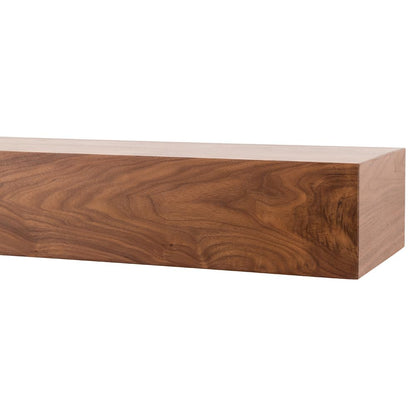 Modern Ember Walnut Creek 60 Inch Fireplace Mantel Shelf, Unfinished - Durable 9" Depth, Wall-Mounted Shelf with Smooth Finish and Close-Grain Details, Real Walnut Wood