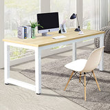 NSdirect Modern Computer Desk 63 Inch Large Office Desk, Writing Study Table for Home Office Desk Workstation Wide Metal Sturdy Frame Thicker Steel Legs, White NSdirect
