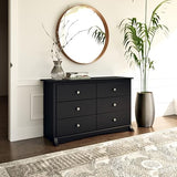 Prepac Sonoma Traditional 6-Drawer Dresser for Bedroom, Functional Dresser Chest of Drawers 17.5" D x 48" W x 29" H, Black, BDC-4829 Prepac
