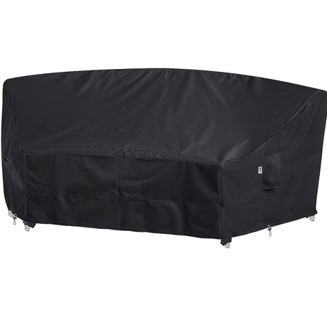 Upgraded Curved Patio Furniture Covers, Waterproof Outdoor Sectional Cover, 600D PU Outdoor Furniture Sofa Covers 96"(65") Half Moon Oudoor Couch Cover, Lawn Outside Protector - Midnight Black Flexiyard
