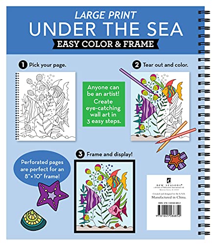 Large Print Easy Color & Frame - Under the Sea (Stress Free Coloring Book) WoodArtSupply