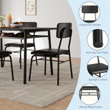 IDEALHOUSE 3-Piece Dining Table Set for 2 with Storage Rack, Wood Kitchen Table with Upholstered Chairs Set of 2, Small Square Table Set with Metal Legs Support, for Dining Room, Living Room, Black IDEALHOUSE