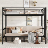 Full over Full Metal Bunk Bed with Guardrails, Convertible Loft Bed with Sofa & Lower Bed, Full Loft Bunk Beds can be Pulled out in 3 Sections for Teens, Adults, Bedroom, Black Harper & Bright Designs