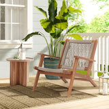 Verano Garden Set of 2 Patio Lounge Chair, Modern Acacia Wood Accent Armchair with Handwoven Rope for Patio,Living Room, Bedroom, Balcony (Beige)