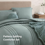 Monbix Queen Comforter Set - 7 Pieces Sage Green Bed in a Bag Queen Bedding Sets with Comforters, All Seasons Comforter Bed Set with Sheets,Pillowcases & Shams Monbix