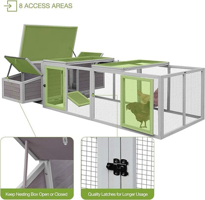 GUTINNEEN 103 in Large Chicken Coop and Run, Outdoor Wooden Chicken House for 4-6 Chickens, Hen House Poultry Cage with Nest Box - WoodArtSupply