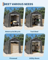7X12 FT Heavy-Duty Portable Outdoor Storage Shed with Roll-Up Zipper Door & Vent, 240g Waterproof Carport Storage Shelter, UV-Resistant Canopy for Motorcycle, Firewood, Tools -Gray ﻿ ActiveTrail