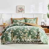 AIKASY 6-Piece Comforter Set Bed in a Bag, Twin Size, Green Leaf Pattern - Bedding Set with Comforter, Pillow Shams, Fitted Sheet, and Pillowcases - Soft and Cozy All-Season Bedding (Green) AIKASY