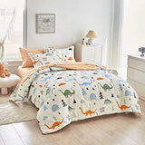Joyreap Bed in a Bag Cotton, Dinosaur Reversible Design, Twin Size 6-Piece Cotton Bedding Comforter Set for Kids Boys n Girls- 1 Comforter, 2 Pillow Shams, 1 Flat Sheet, 1 Fitted Sheet, 1 Pillowcase Joyreap
