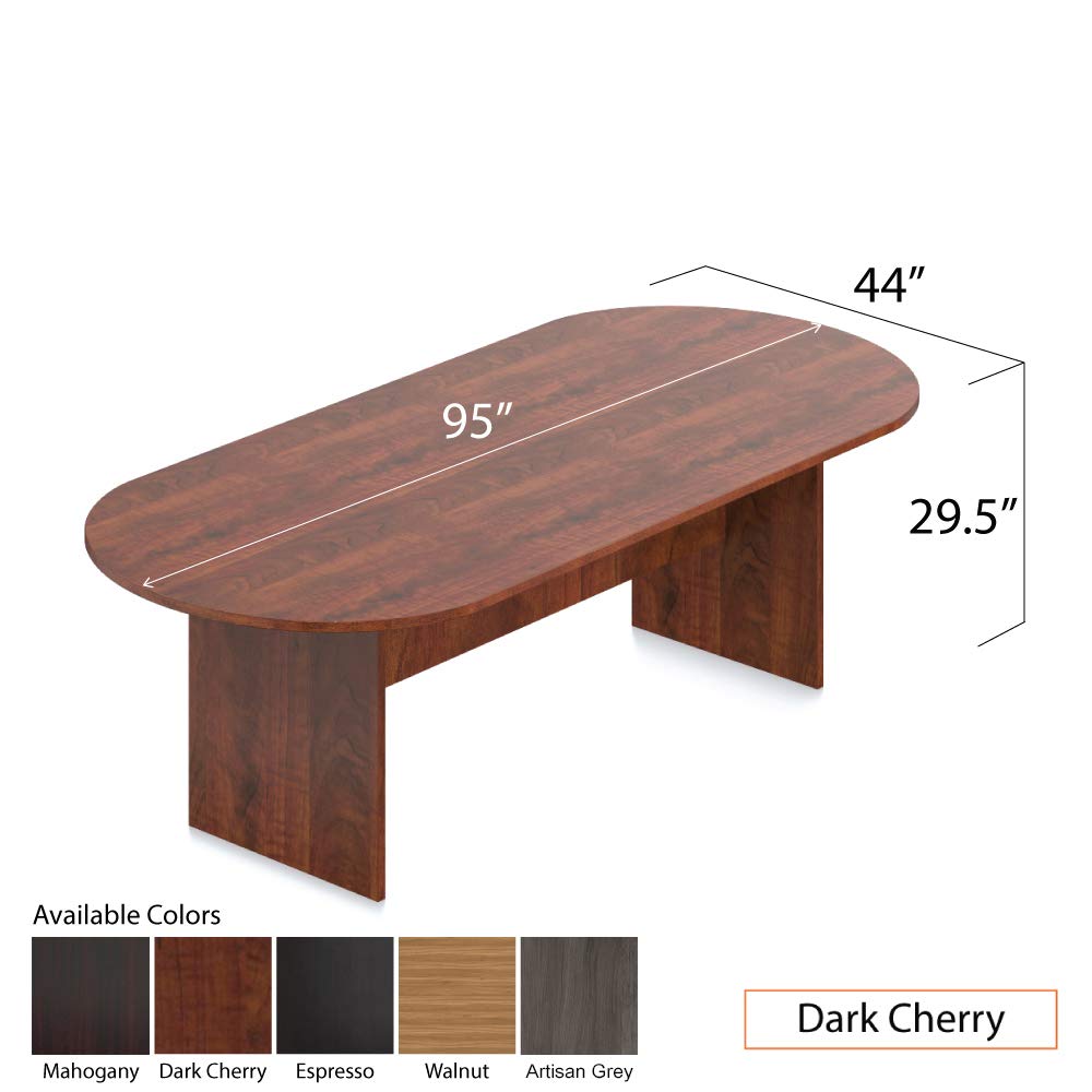 GOF 6FT, 8FT, 10FT Conference Table & Chair (G11750B) Set, Dark Cherry, Espresso, Artisan Grey, Mahogany, Walnut (8ft Table with 6 Chairs, Dark Cherry) - WoodArtSupply