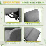 Furniwell Massage Recliner Chair for Living Room Adjustable Fabric Reclining Chair Home Theater Seating Modern Winback Single Sofa for Adults with Footrest (Gray) Furniwell