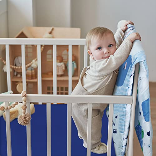 Rtteri 4 Pieces Baby Crib Bedding Set, Nursery Bedding Standard Size Soft Baby Bedding Set Including Crib Skirt, Blanket, Sheet and Diaper Stacker for Girls and Boys(Whale) Rtteri