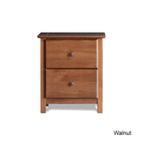 Grain Wood Furniture Shaker 2-Drawer Bedside Nightstand, Solid Wood with Walnut Finish Grain Wood Furniture