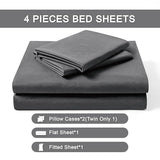 FreshCulture Twin Bed Sheets - Ultra Soft Sheets for Twin Bed - Brushed Microfiber - Deep Pockets - Easy Care - Cooling & Breathable Sheets - Hotel Quality 3 Piece Sheet Set (Dark Grey) FreshCulture
