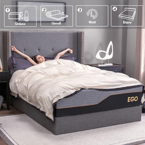 Copper Gel Memory Foam Mattress, 14 Inch Cal King Size Memory Foam Mattress, CertiPUR-US Certified, Bed in a Box, Black MLILY