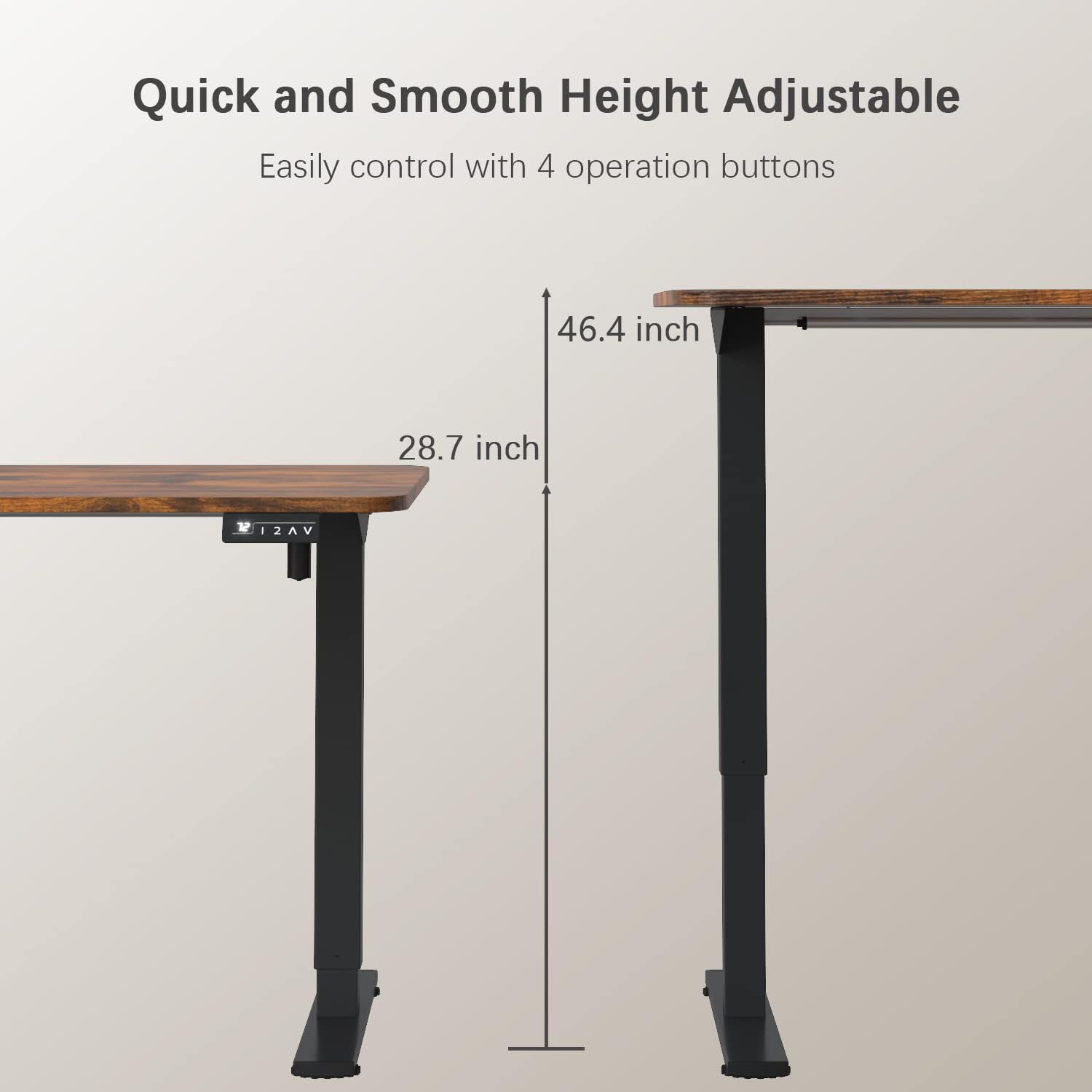 Furmax Electric Height Adjustable Standing Desk Large 48 x 24 Inches Sit Stand up Desk Home Office Computer Desk Memory Preset with T-Shaped Metal Bracke, Brown - WoodArtSupply