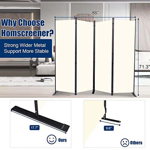 Room Divider 6FT Portable Room Dividers and Folding Privacy Screens, 88'' W Fabric Divider for Room Separation, 4 Panel Partition Room Dividers Freestanding Wall Divider Screen for Dorm Studio Office HOMSCREENER