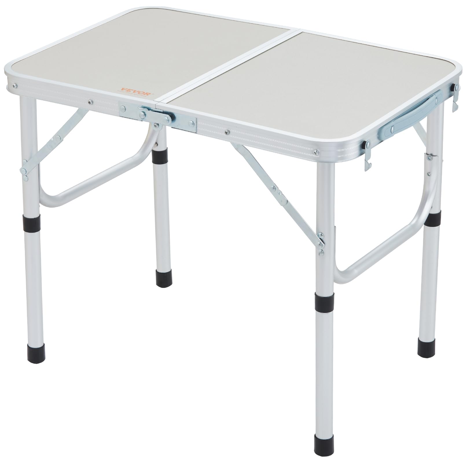 VEVOR Folding Camping Table, Adjustable Height Aluminum MDF Outdoor Portable Fold Up Lightweight Table, for Cooking, Beach, Picnic, Travel, 24'' x 16'', Silver - WoodArtSupply