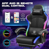 GTPLAYER RGB Gaming Chair, Computer Gamer Chair with Footrest and LED Lights, PC Gamer Chairs for Adults, High Back Reclining Office Chairs, Linkage Armrest (Gray) GTPLAYER